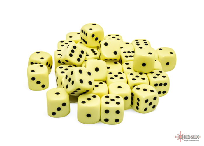 Chessex Dice - 12mm d6 Dice Block - 36 Dice - Opaque - Pastel Yellow/Black