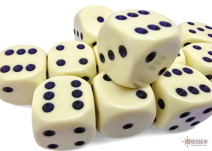 Chessex Dice - 16mm d6 Dice Block - 12 Dice - Opaque - Pastel Yellow/Black