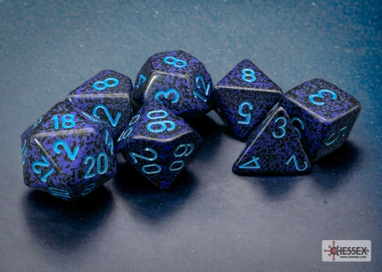 Chessex Dice - Polyhedral 7-Die Set - Speckled - Cobalt