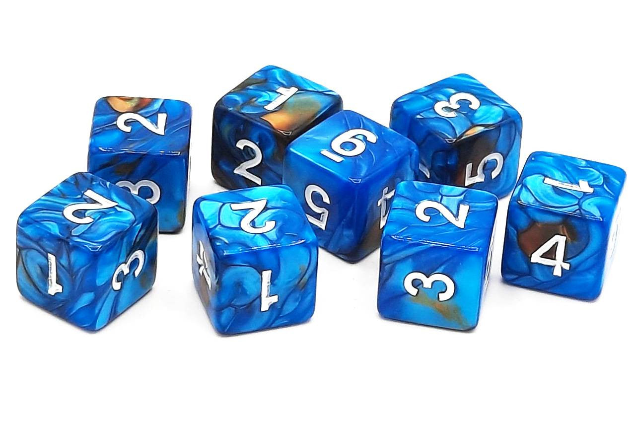 Old School Dice - D6 Set Vorpal - Teal & Brown