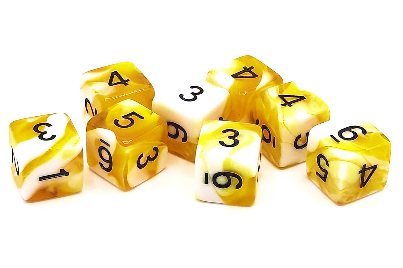 Old School Dice - D6 Set Vorpal - Yellow & White w/Black