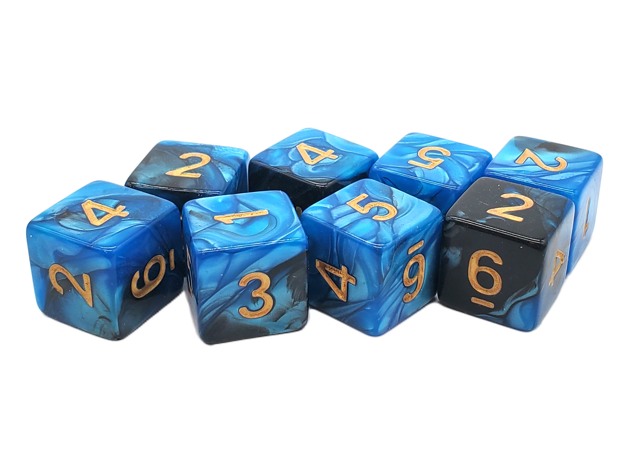 Old School Dice - D6 Set Vorpal - Blue & Black w/Gold