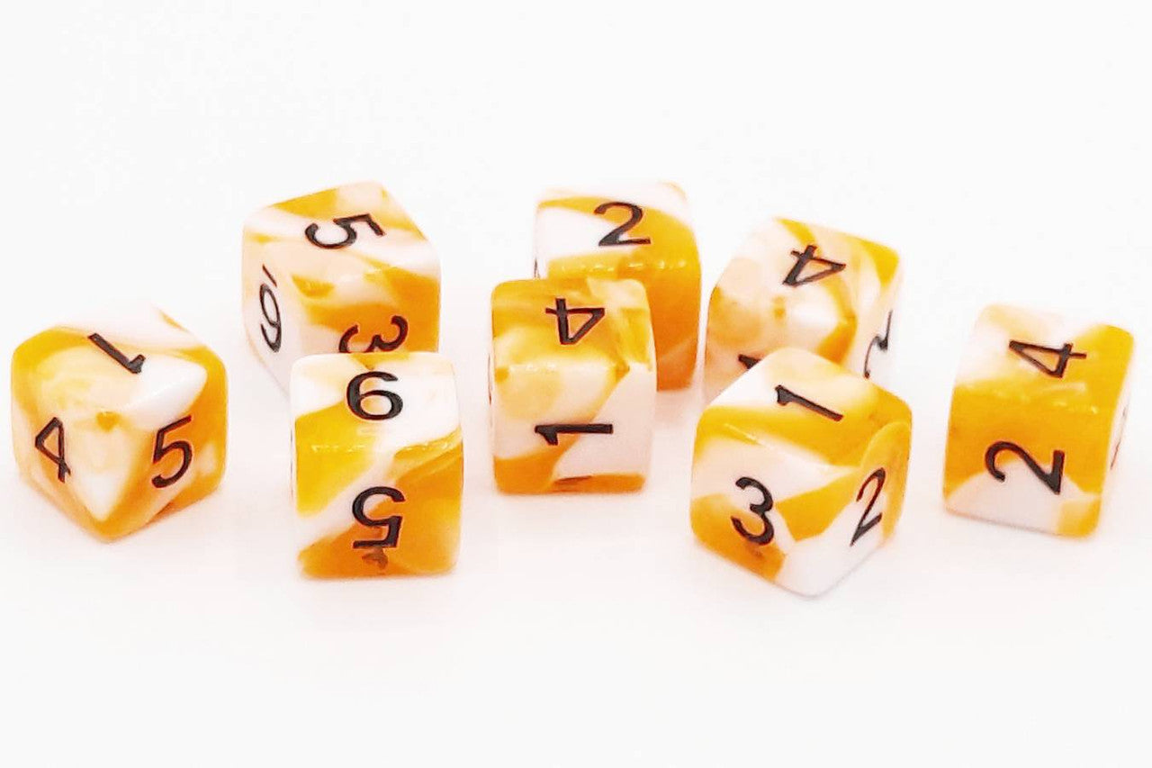 Old School Dice - D6 Set Vorpal - Orange & White w/ Black