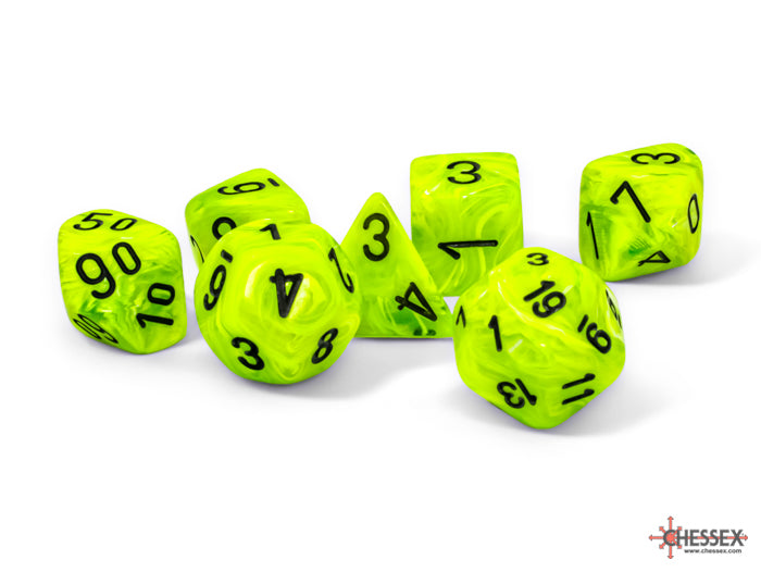 Chessex - Mega-Hedral 7 Die Set - Vortex Bright Green/Black