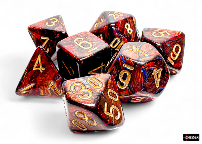 Chessex - Mega-Hedral 7 Die Set - Scarab Blue Blood w/Gold