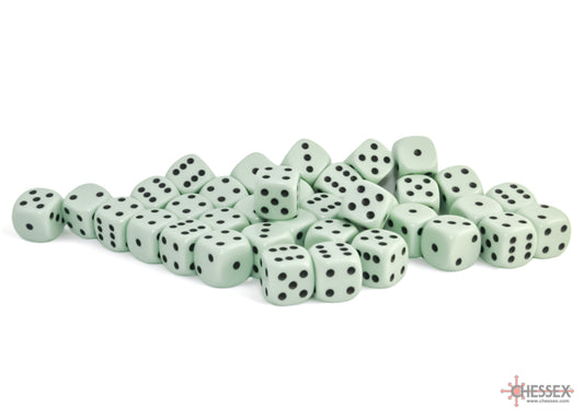 Chessex Dice - 12mm d6 Dice Block - 36 Dice - Opaque - Pastel Green/Black