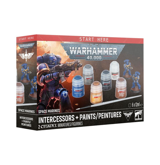 Warhammer: 40,000 - Start Here - Space Marines Intercessors + Paints