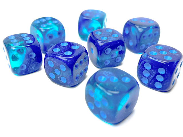 Chessex Dice - 12mm d6 Dice Block - 36 Dice - Gemini - Blue-Blue/light blue