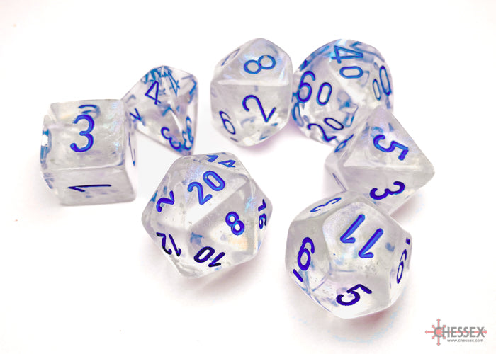 Chessex Dice - Polyhedral 7 - Die Set - Borealis - Icicle/Light blue