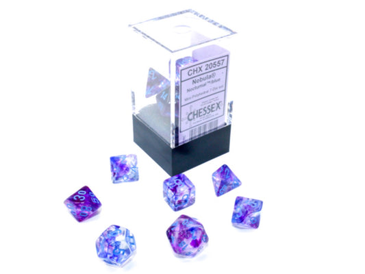 Chessex - Mini-Polyhedral 7 Die Set - Nebula, Nocturnal & Blue