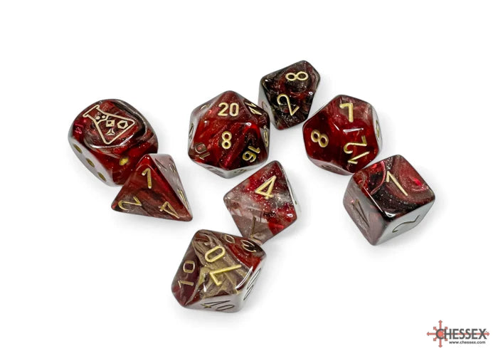 Chessex Dice - Polyhedral 7-die Set with bonus die - Borealis - cosmos/gold - Black Light Reactive