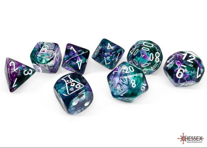 Chessex Dice - Polyhedral 7-die Set with bonus die - Nebula - Fluorite/white