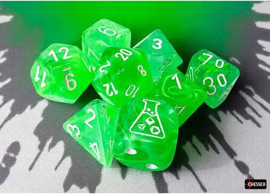 Chessex Dice - Polyhedral 7-die Set with bonus die - Nebula - gelatinous/white