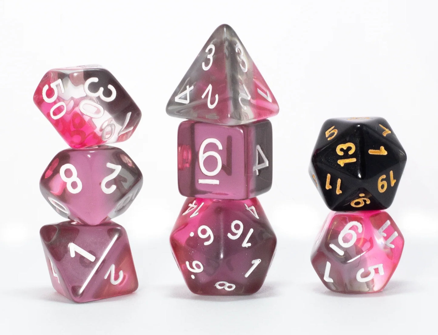 Sirius Dice - Pink, Clear, Black Resin Dice Set
