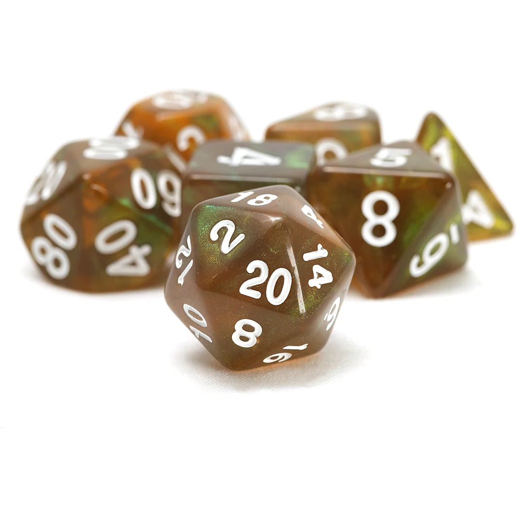 Sirius Dice - Unearthed Treasure Peridot 7-Piece Polyhedral RPG Dice Set