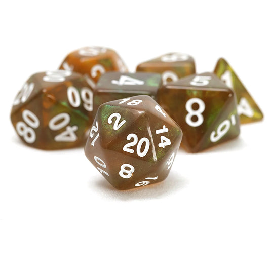 Sirius Dice - Unearthed Treasure Peridot 7-Piece Polyhedral RPG Dice Set