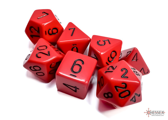 Chessex Dice - Polyhedral 7- Die Set- Vortex Black/ Red