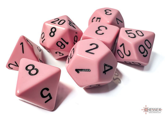 Chessex Dice - Polyhedral 7 - Die Set - Opaque - Palstel Pink/Black