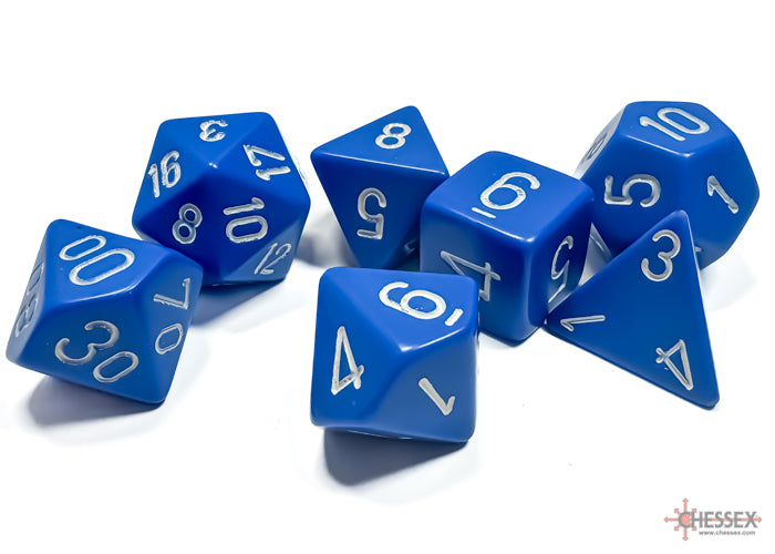 Chessex Dice - Polyhedral 7 - Die Set - Opaque - Blue/White
