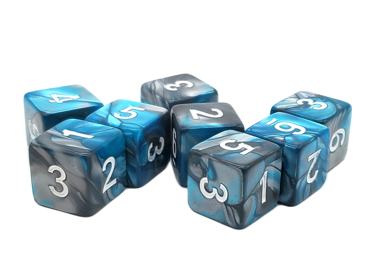 Old School Dice - D6 Set Vorpal - Silver & Teal