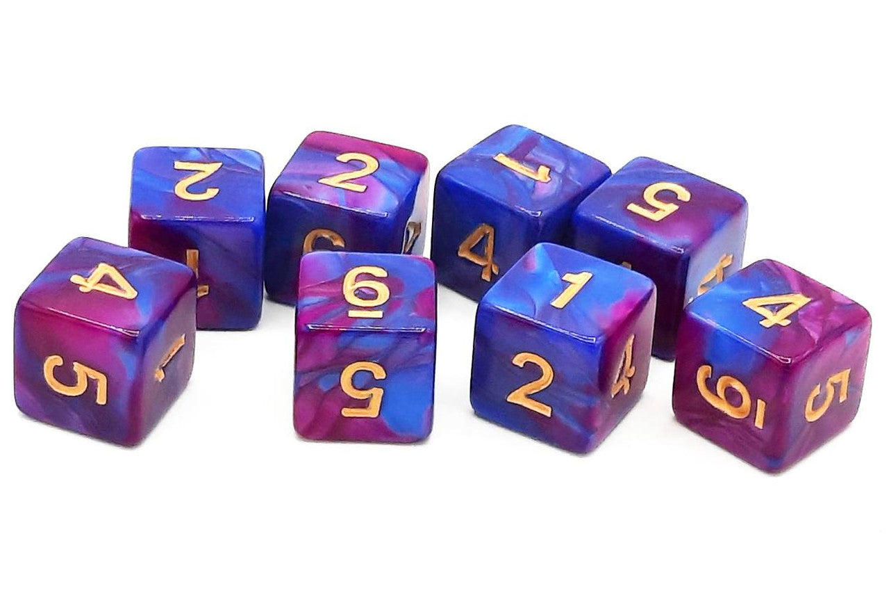 Old School Dice - D6 Set Vorpal - Lavender & Blue w/Gold