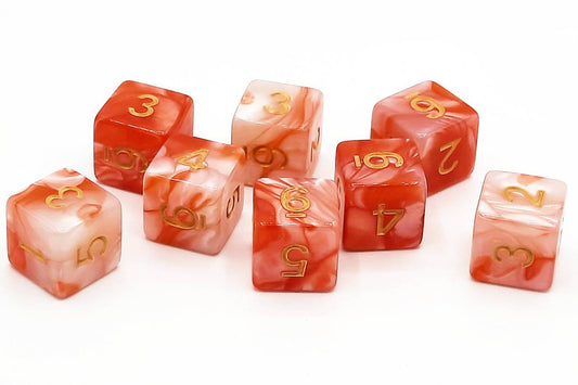 Old School Dice - D6 Set Vorpal - Red & Ivory w/Gold