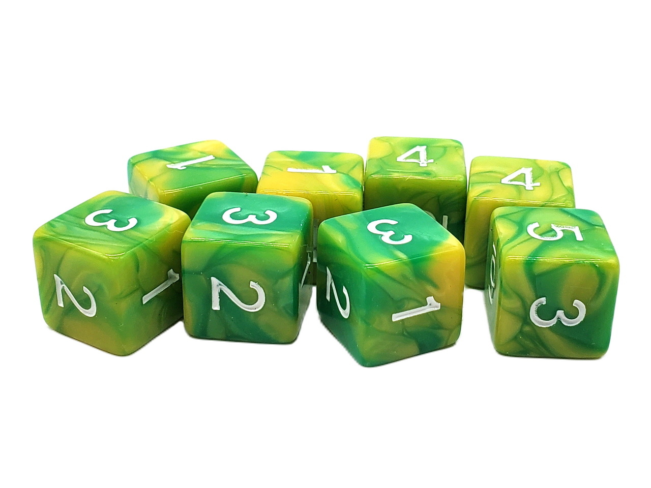 Old School Dice - D6 Set Vorpal - Green & Yellow
