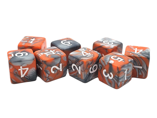 Old School Dice - D6 Set Vorpal - Silver & Orange