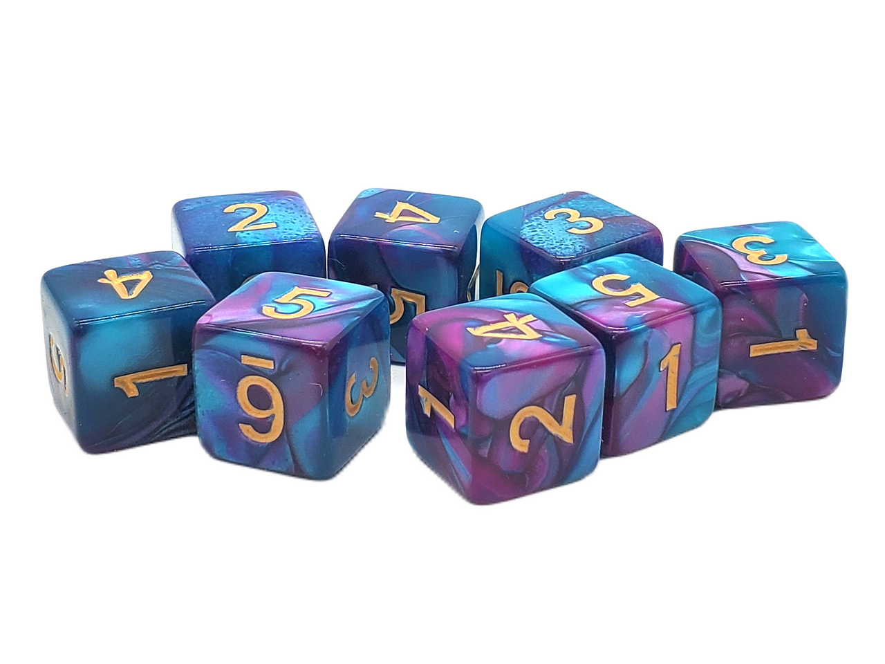 Old School Dice - D6 Set Vorpal - Lilac & Light Blue w/Gold