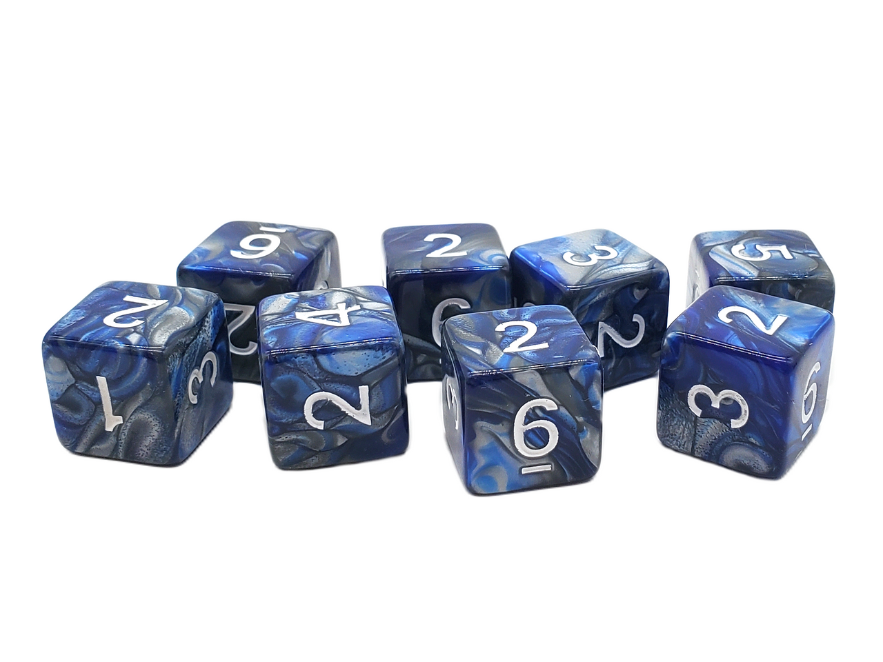 Old School Dice - D6 Set Vorpal - Silver and Blue