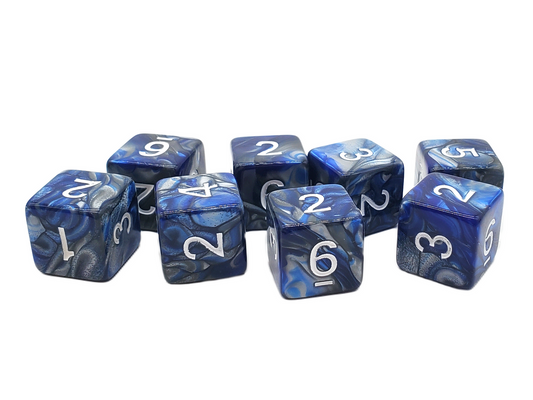 Old School Dice - D6 Set Vorpal - Silver and Blue