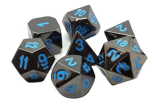Old School Dice -  Halfing Forged - Black Nickel w/Blue