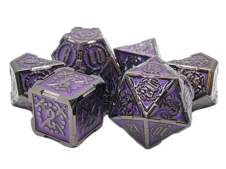 Old School Dice - Knights of the Round Table - Black w/Amethyst