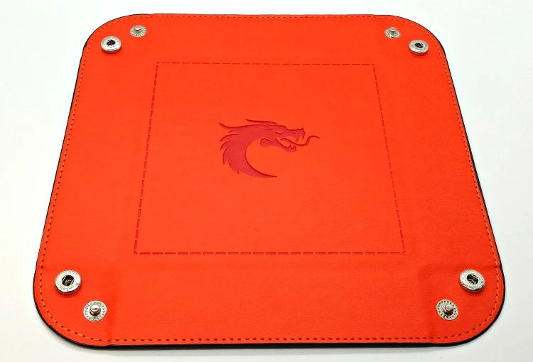 Old School Dice - Square Rolling Tray - Orange w/Blue Back