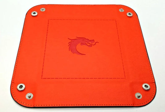Old School Dice - Square Rolling Tray - Orange w/Blue Back