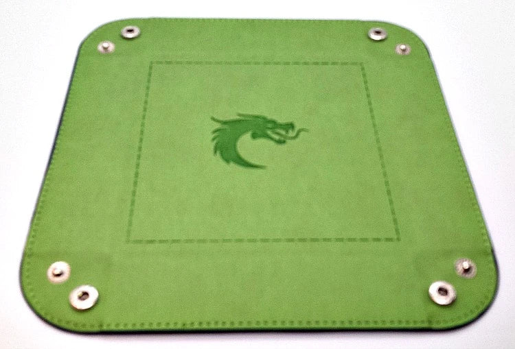 Old School Dice - Square Rolling Tray - Green w/Blue Back