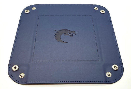 Old School Dice - Square Rolling Tray - Blue w/Blue Back