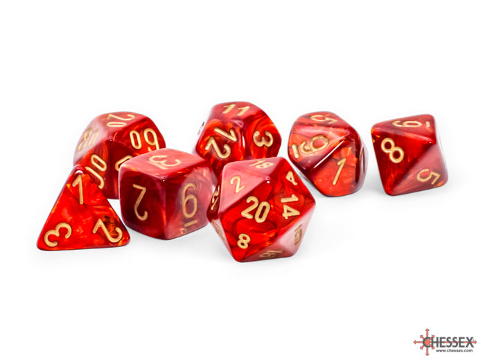Chessex - Mega-Hedral 7 Die Set - Scarab Scarlet w/Gold