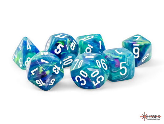 Chessex - Mega-Hedral 7 Die Set - Festive Waterlily w/White